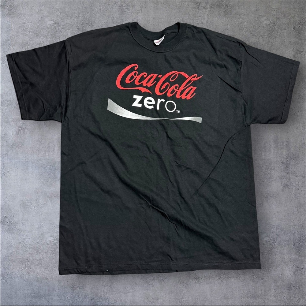 Vintage Coca-Cola Zero T-Shirt Black XL 100% Cotton Hanes Heavyweight
